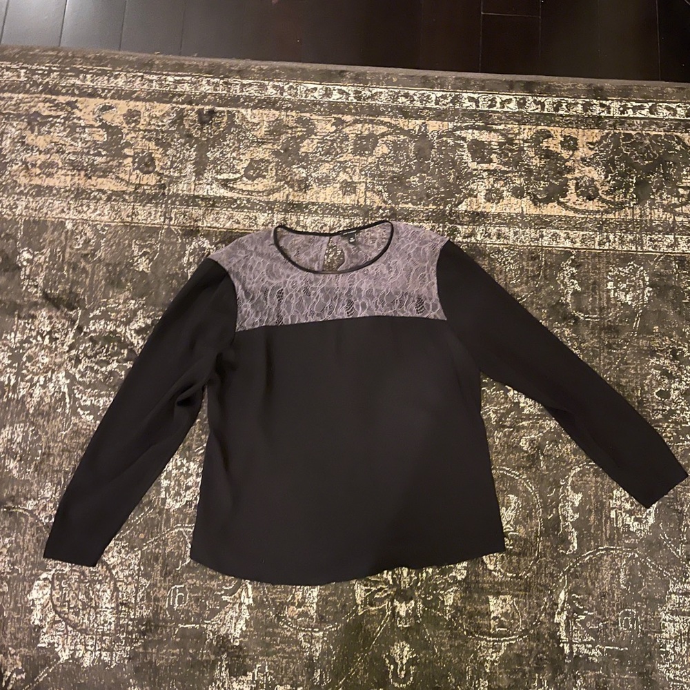 Ann Taylor Blouse with Gray Lace Top,  XL